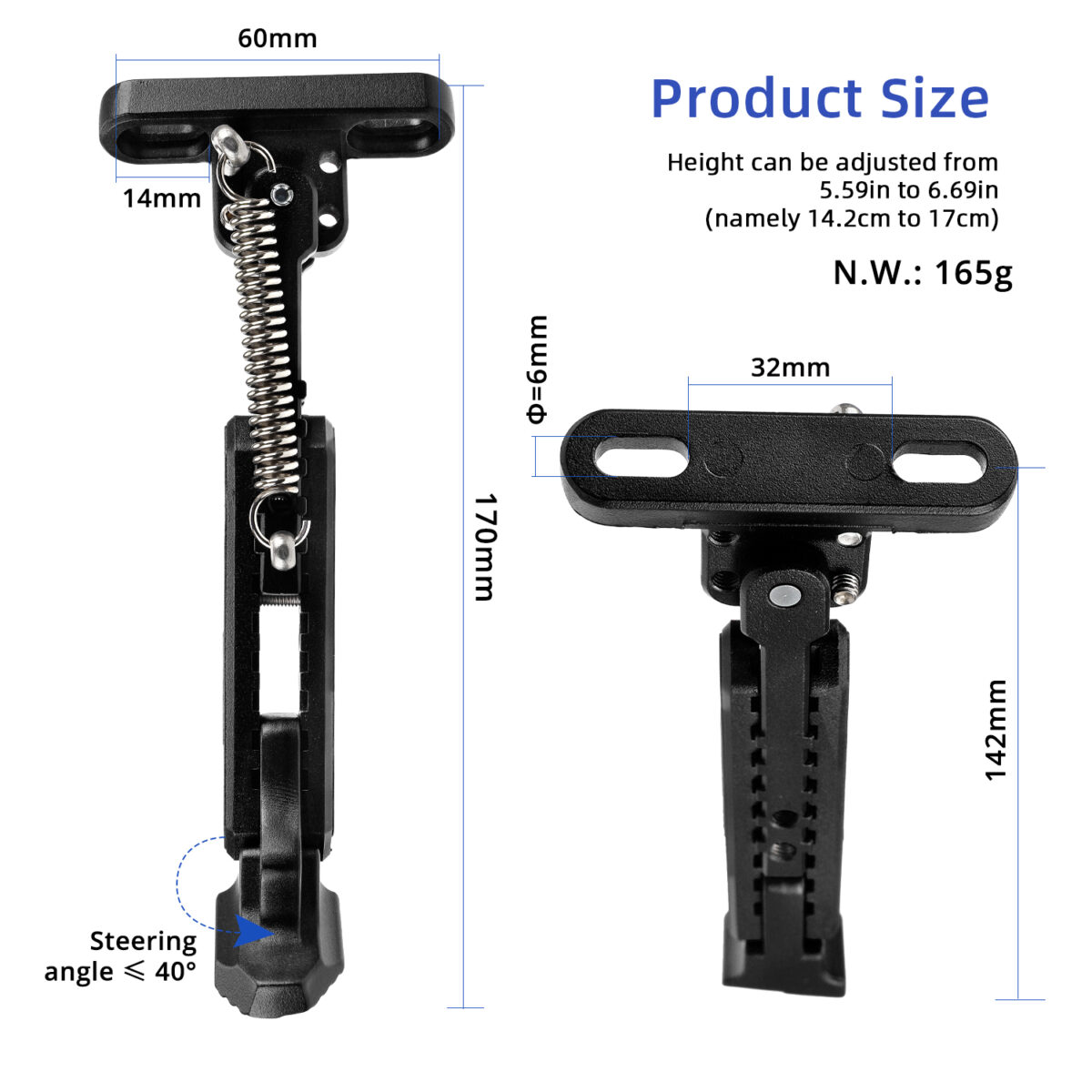 Pata de cabra ajustable negra V2 para scooters de serie Max G30 - Imagen 2