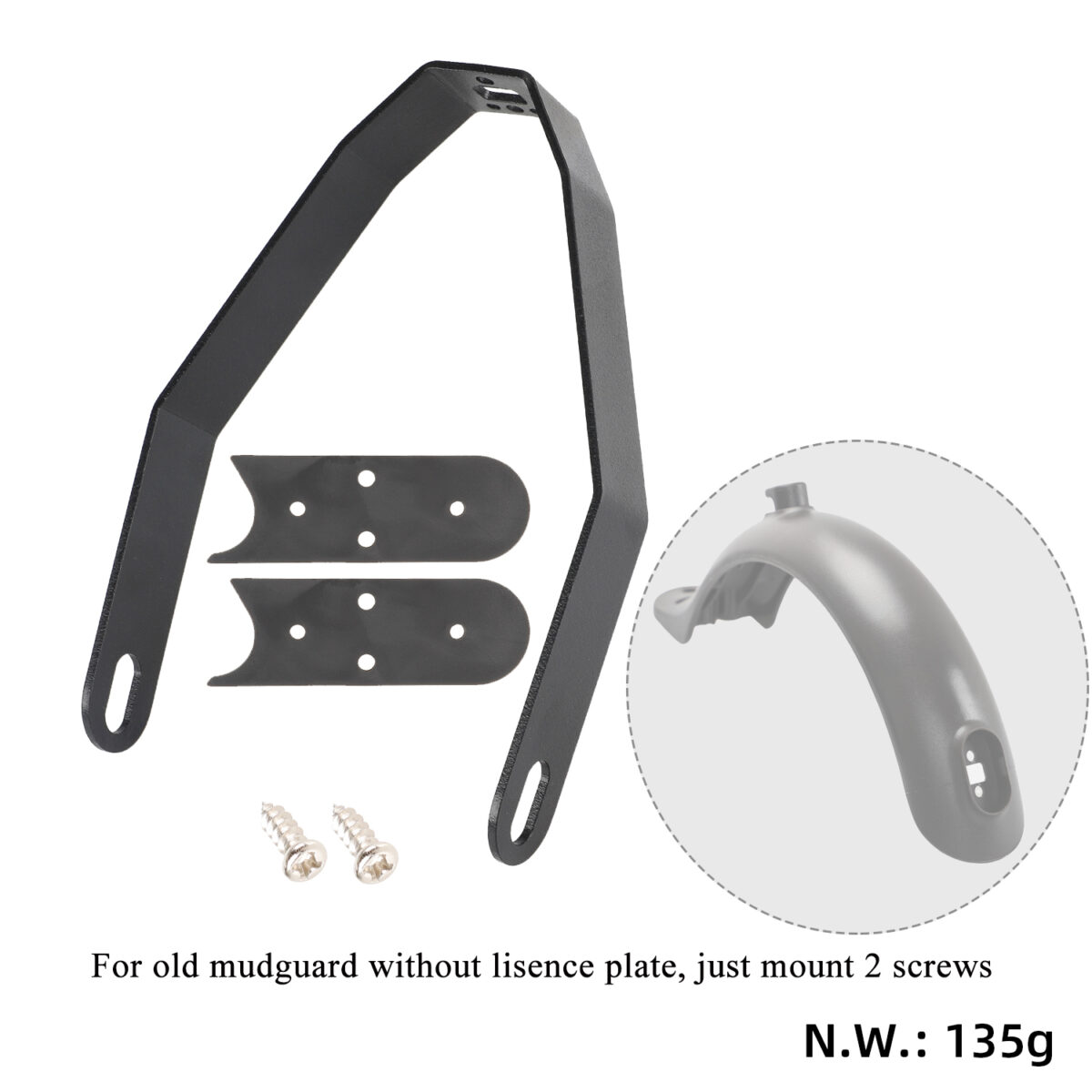 Soporte de guardabarros trasero de metal negro para todos los scooters Xiaomi - Imagen 2
