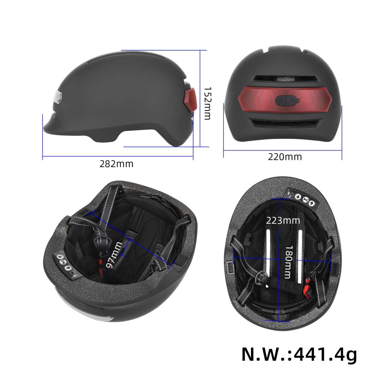 Casco con luz de voz Z005 negro mate - Imagen 2