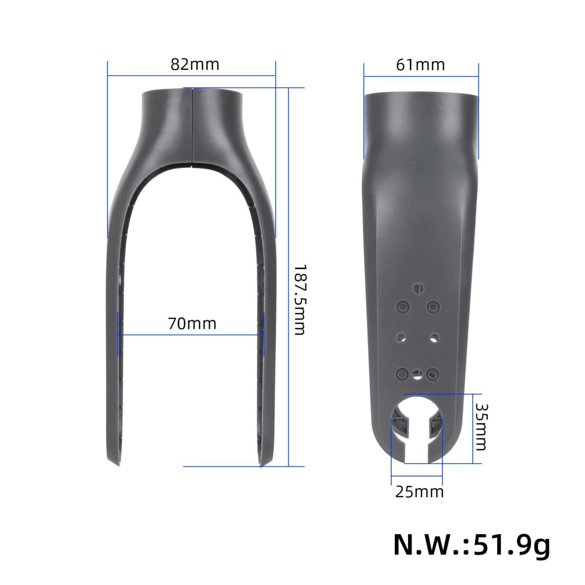 Cubierta de plástico negra de la horquilla delantera del patinete Xiaomi - Imagen 2
