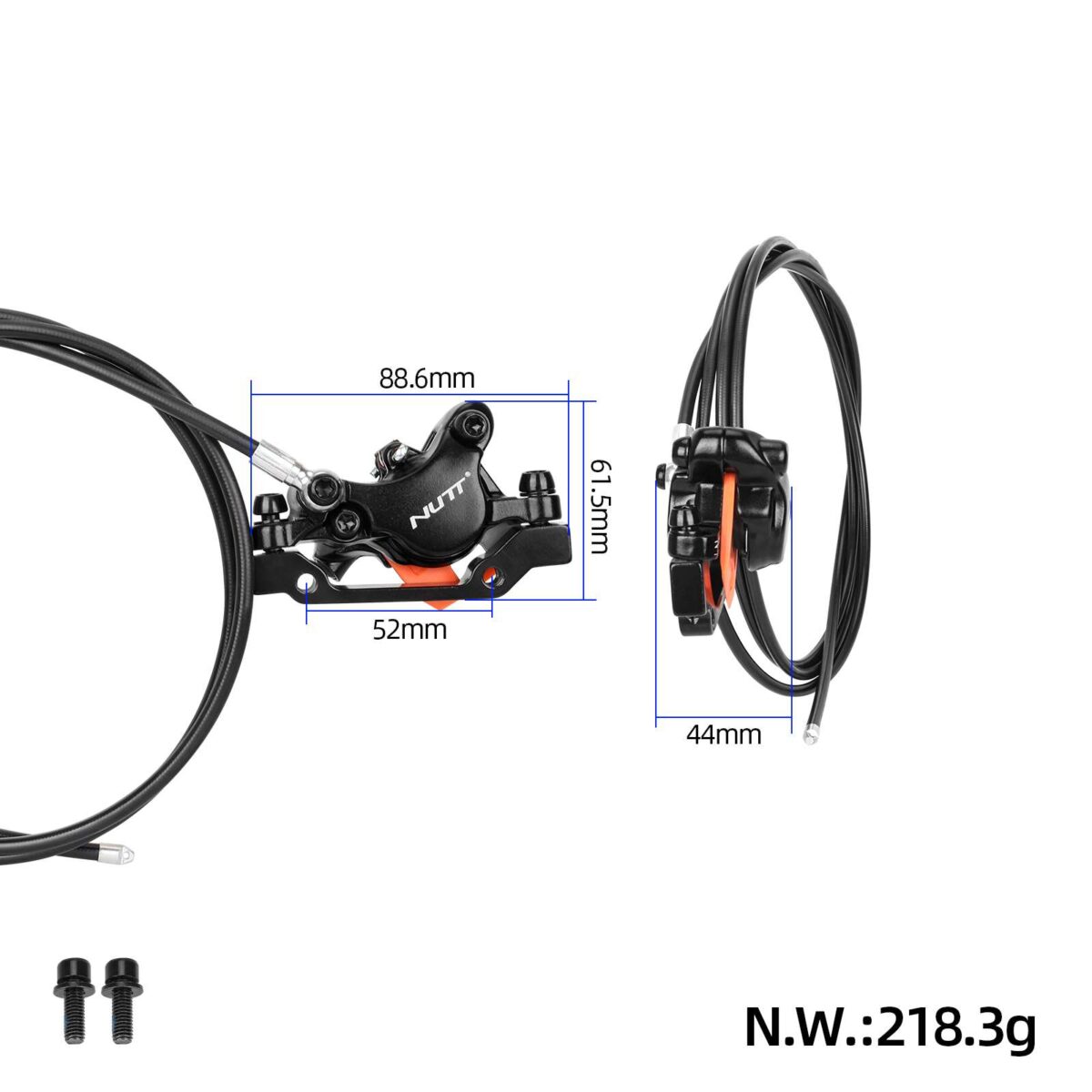 Freno de disco hidráulico izquierdo negro NUTT con cable de 1300 mm - Imagen 2
