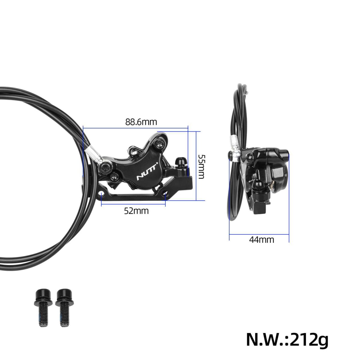 Freno de disco hidráulico NUTT negro izquierdo con cable de 1070 mm - Imagen 6