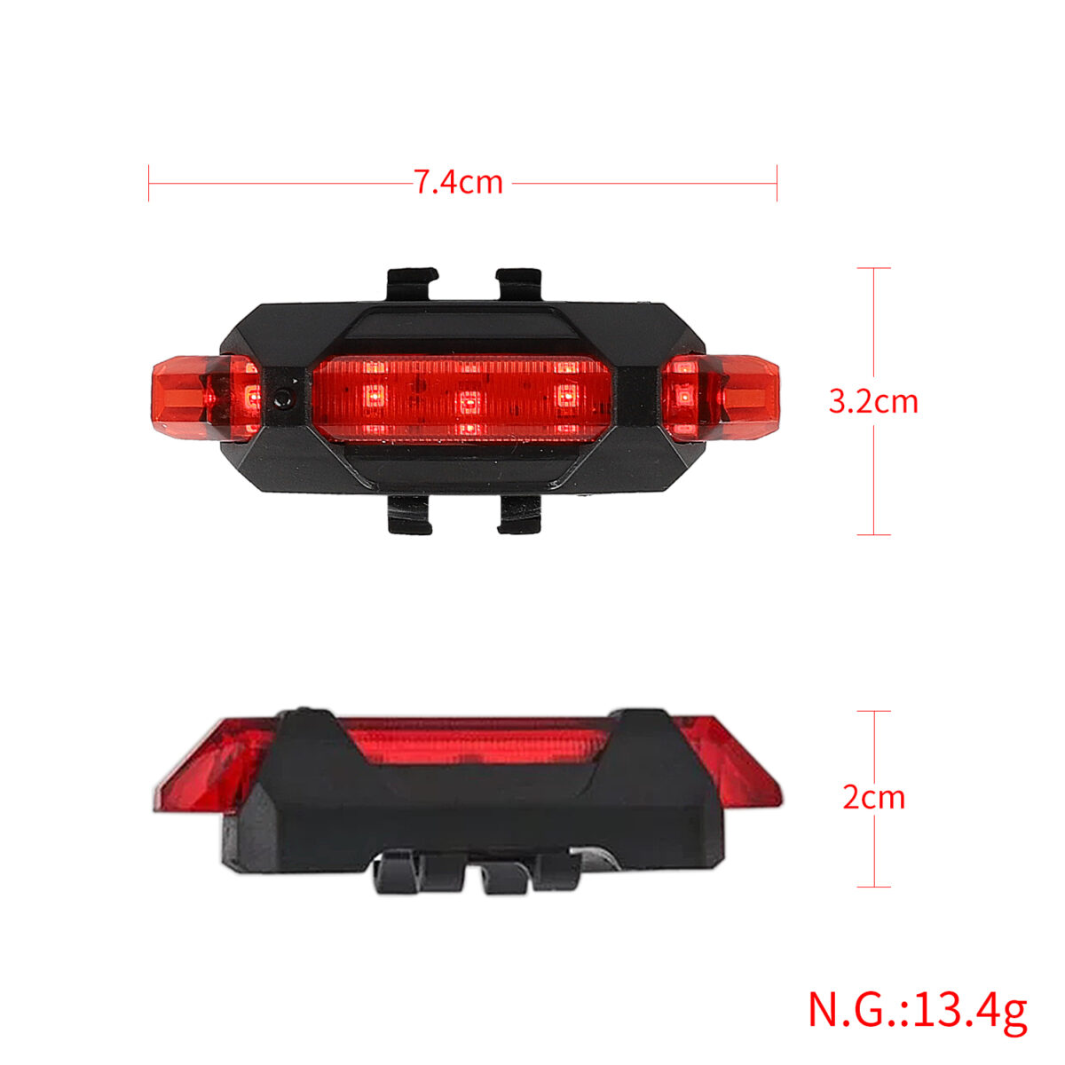 Luz trasera y lateral de advertencia roja recargable por USB para scooters Xiaomi - Imagen 2