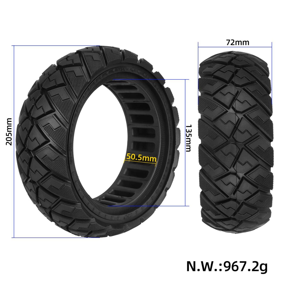 Neumático todoterreno sin cámara TUOVT 9x3.0-6 con diamante - Imagen 2