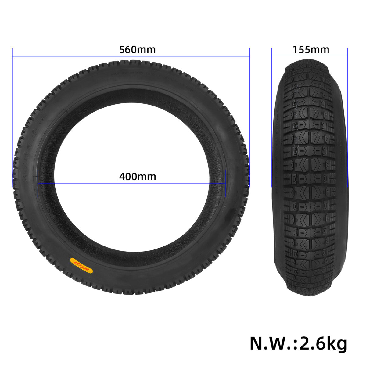 Neumático exterior ancho Ulip 20*4.0 (TH-752-01) - Imagen 2