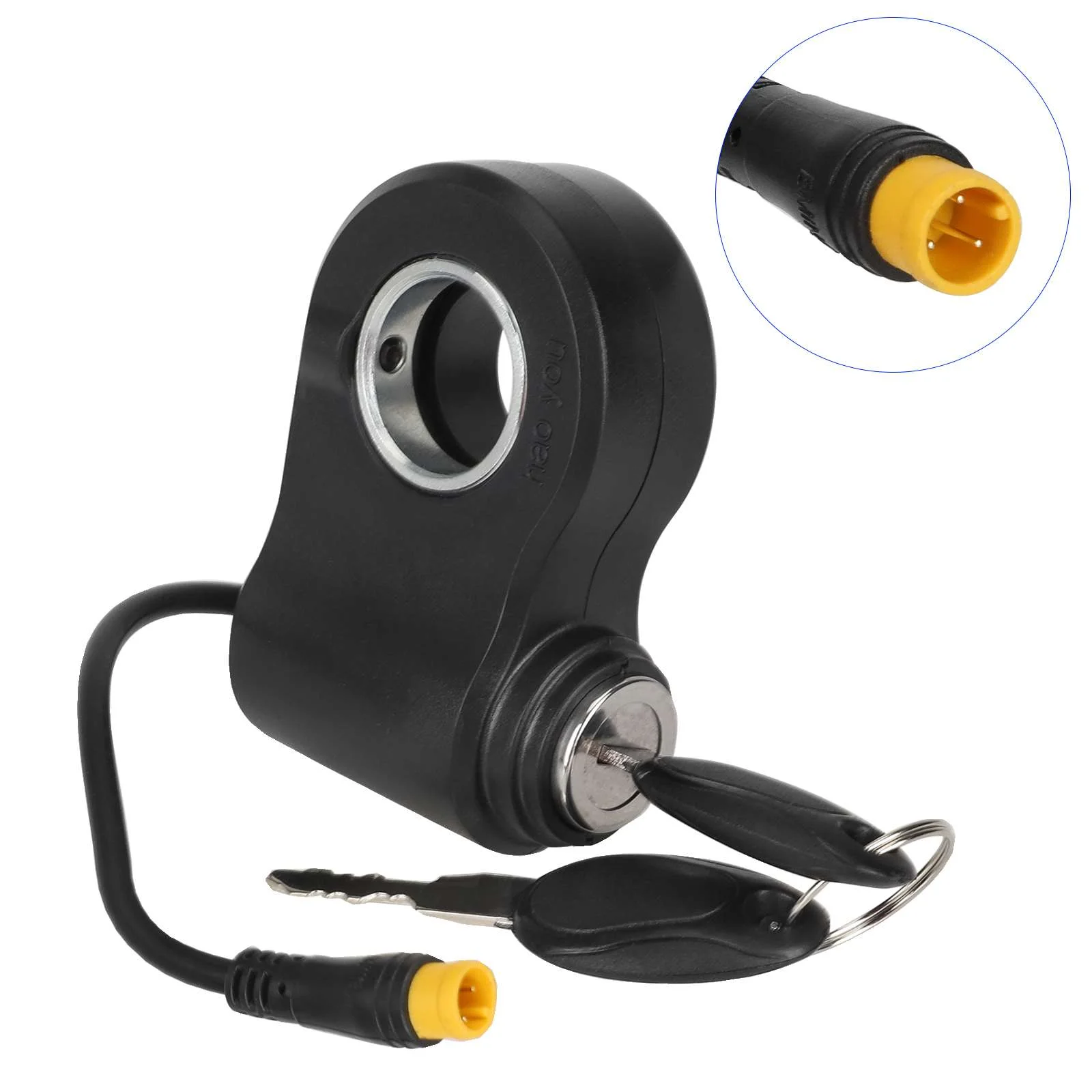 Cerradura eléctrica original de 3 pines con terminal amarillo para patinete Kukirin G2Pro/G2 Max
