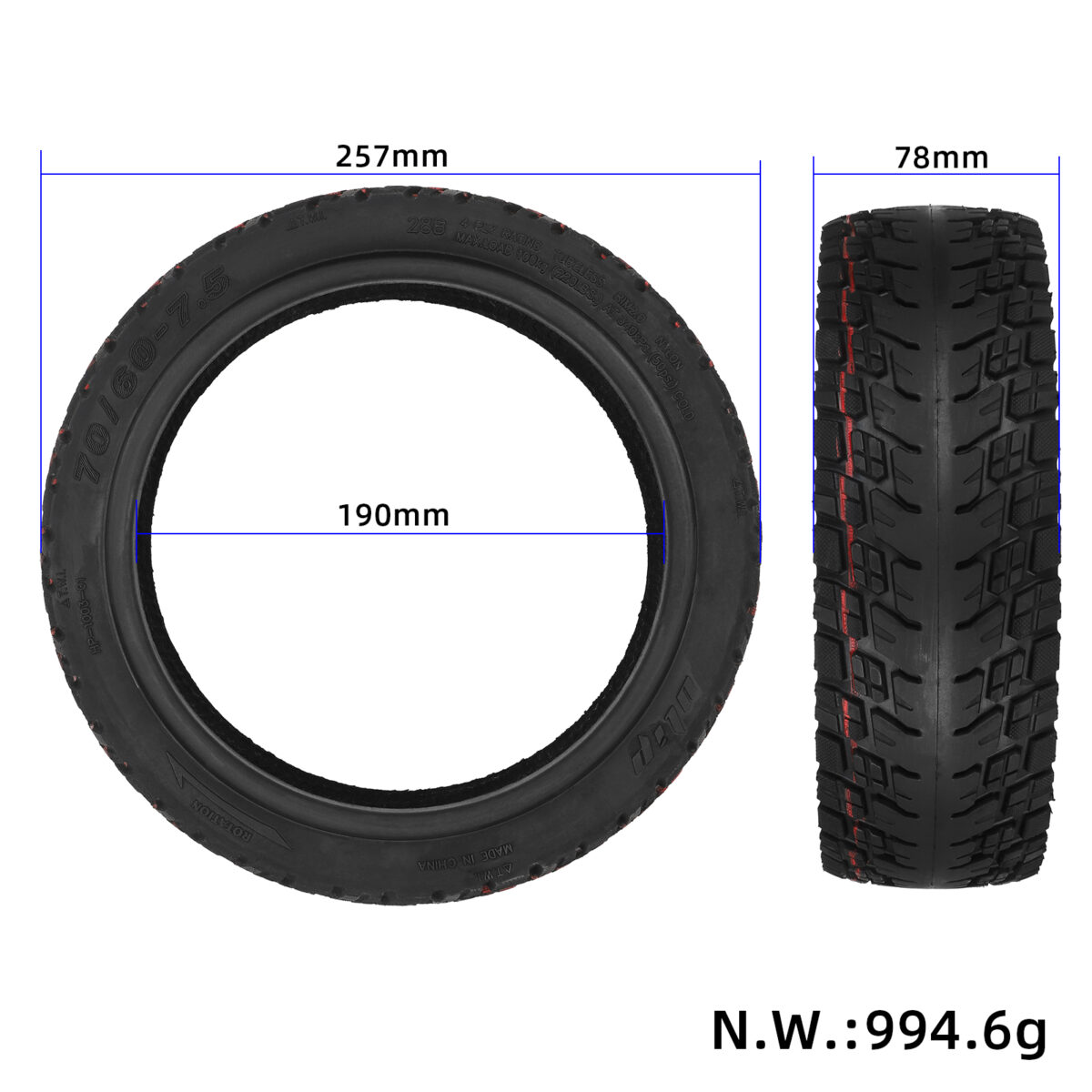 Neumático sin cámara autorreparable Ulip 70/60-7.5 con buena relación calidad-precio. - Imagen 5