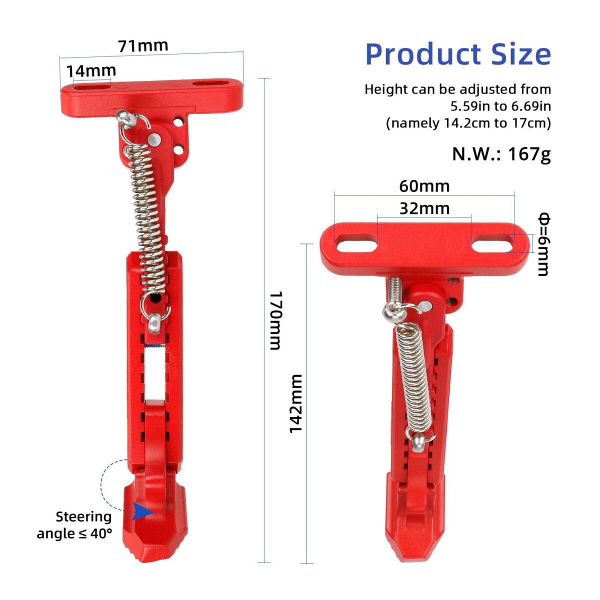 Pata de cabra ajustable roja V2 para patinetes Xiaomi - Imagen 2