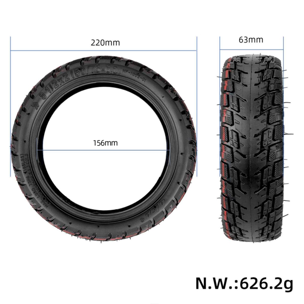 Neumático todoterreno sin cámara Ulip autorreparable de 8 1/2*2 (50/75-6.1) con válvula - Imagen 5