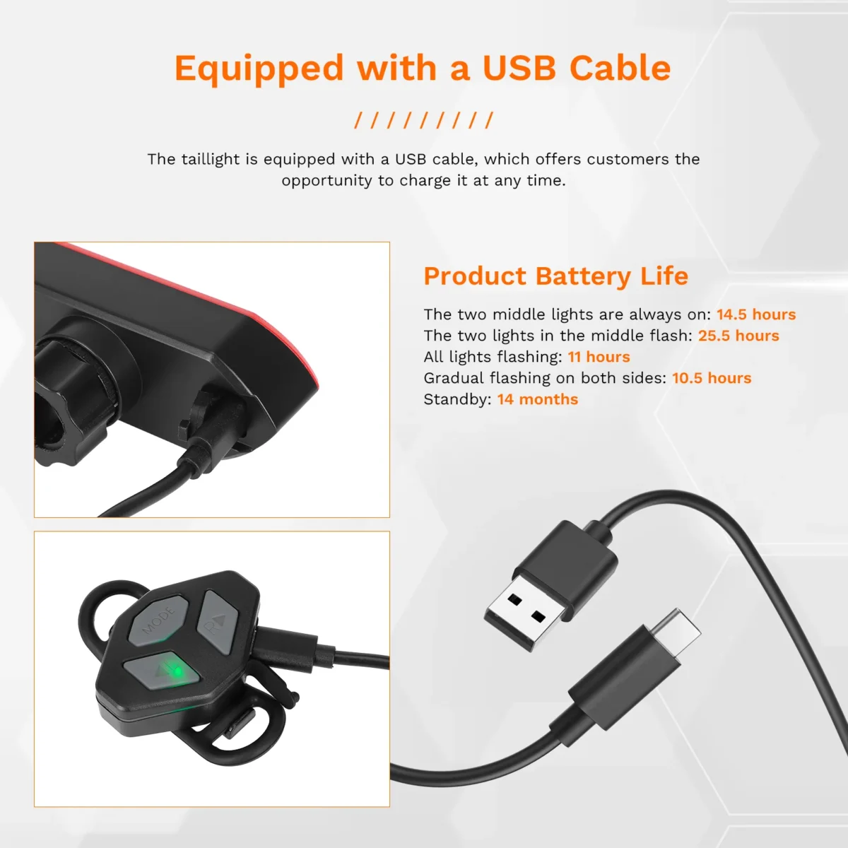 Juego de luces intermitentes recargables Ulip con control remoto, pegatina universal y abrazadera - Imagen 4