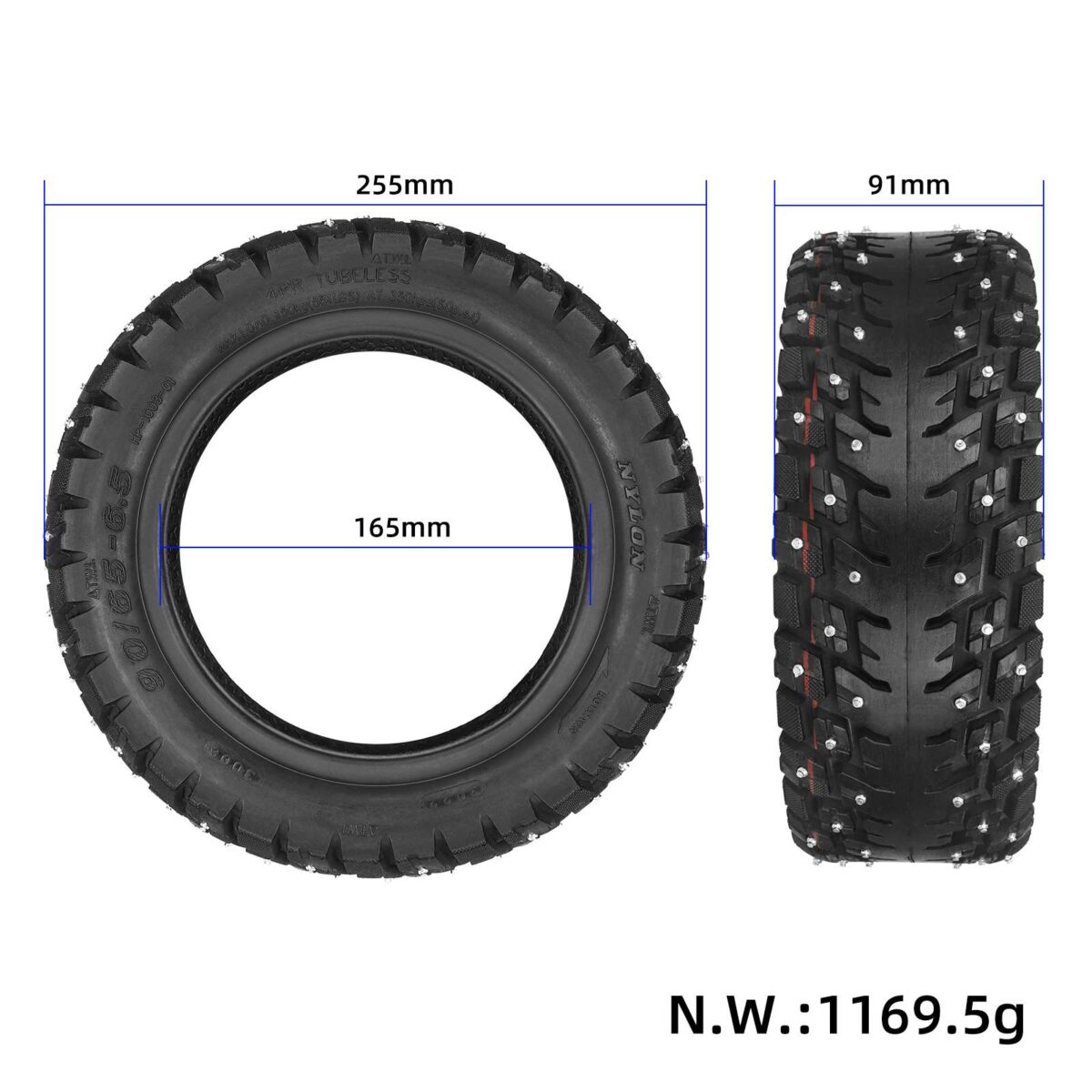 Neumático todoterreno para nieve Ulip 90/65-6.5 (con tornillos antideslizantes) - Imagen 2