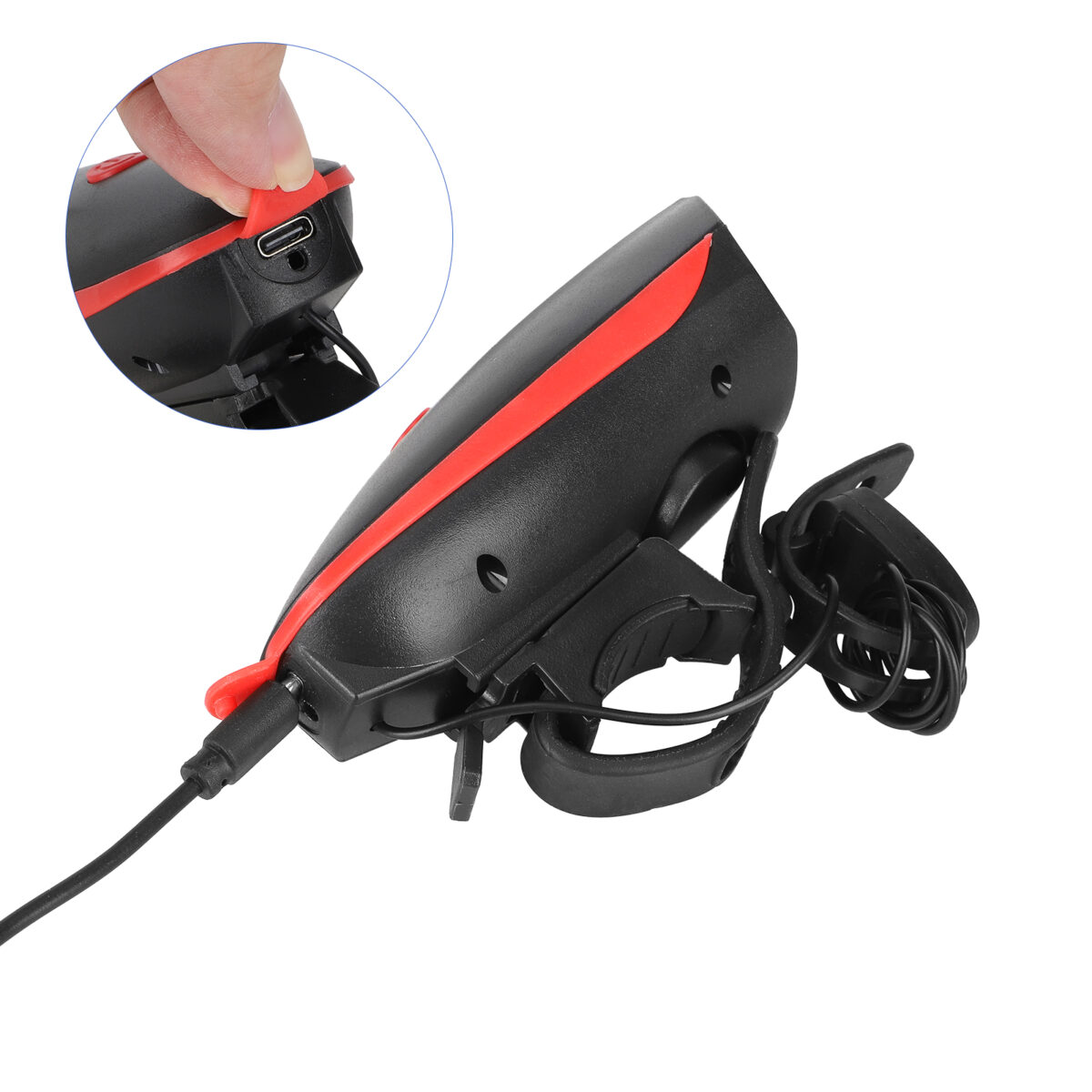 Luz delantera con bocina 7588 con carga USB (roja) - Imagen 6