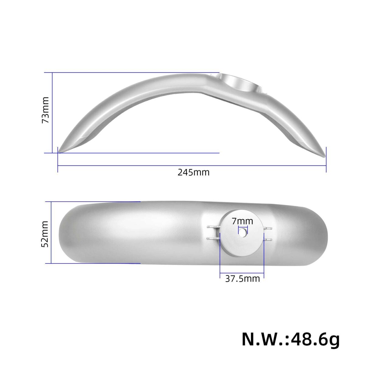 Guardabarros delantero universal plateado Xiaomi (PRO/M365/1S) - Imagen 2