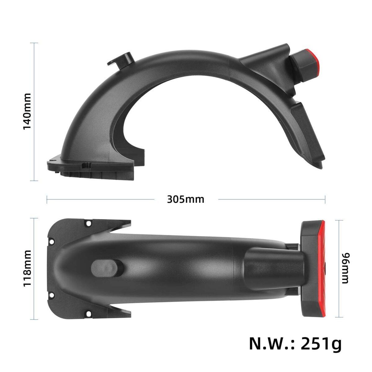 Luz trasera intermitente Ulip con control remoto recargable y kit de guardabarros para scooter Segway Max G30D - Imagen 6