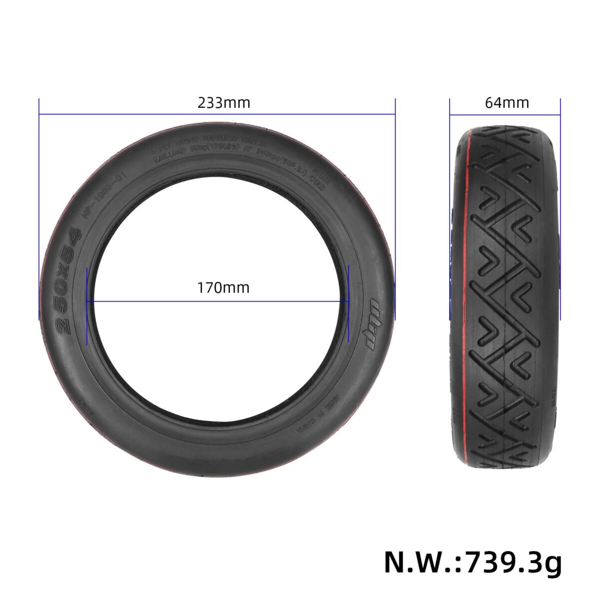 Neumático todoterreno sin cámara autorreparable Ulip 250*54 con adhesivo y válvula - Imagen 4