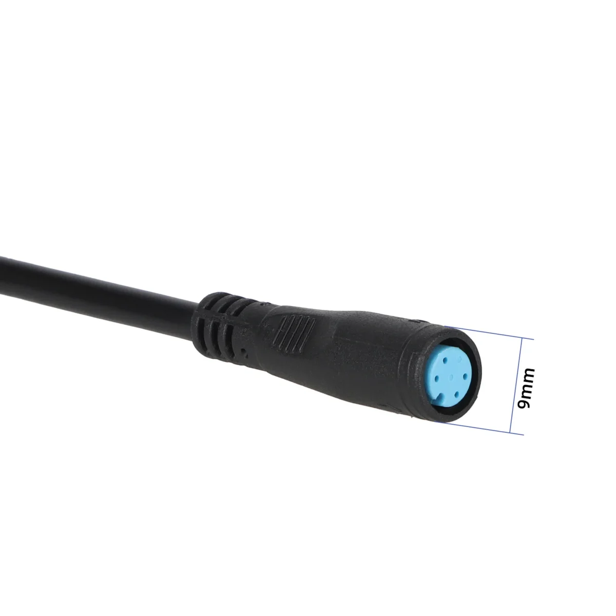 Cable conector M8 impermeable de 60 cm con conector macho/hembra de 4 pines con cabezal azul - Imagen 3