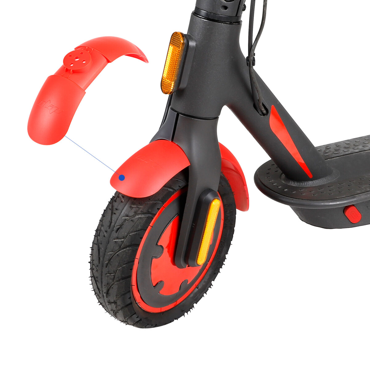 Guardabarros delantero Ulip rojo con goma para patinetes xiaomi - Imagen 4