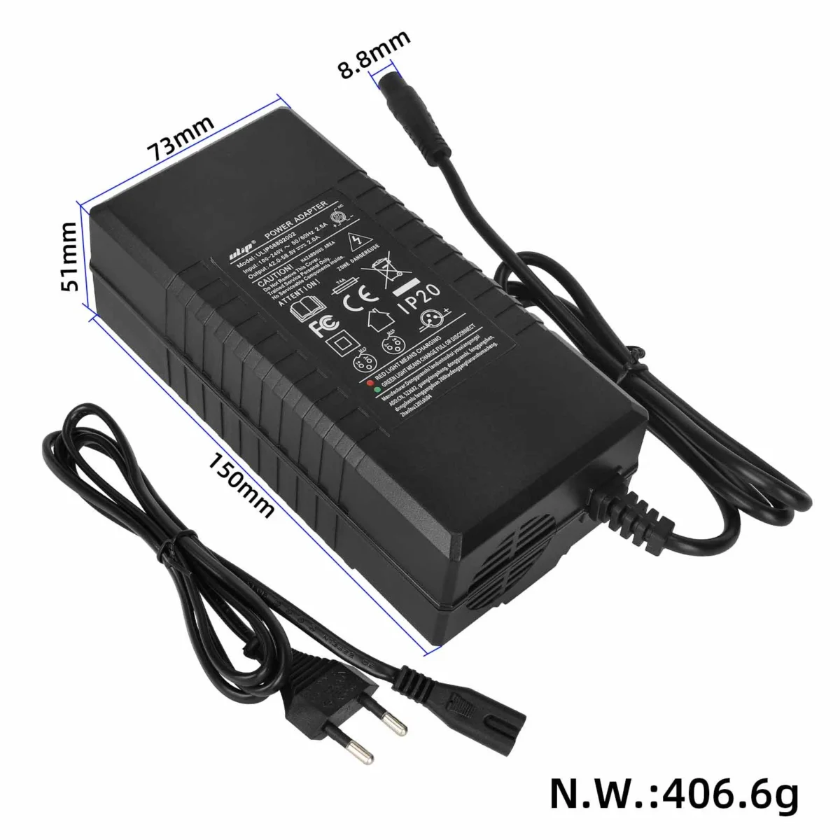 Cargador Ulip 58,8 V 2 A con conector LP16-3P pequeño (enchufe UE) - Imagen 2