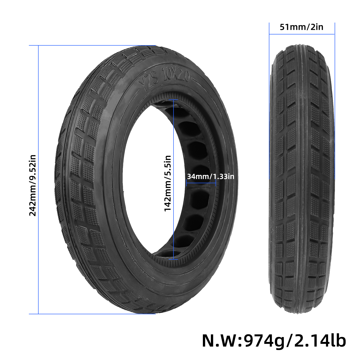 Neumático YZS 10*2.0 - Imagen 2