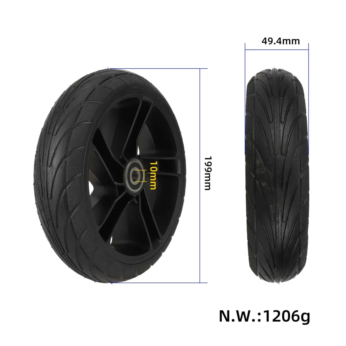 Neumático sólido y buje de rueda para patinete Ninebot ES1/ES2 con llanta de acero - Imagen 2