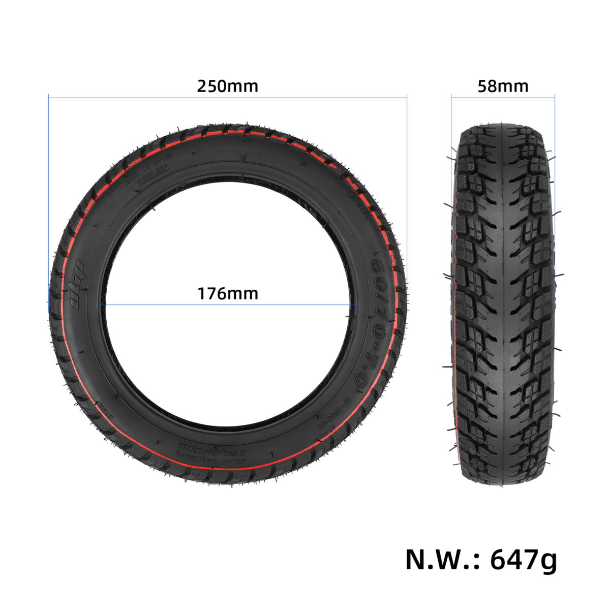 Neumático todoterreno sin cámara Ulip 60/70-7.0 para scooters Xiaomi 4 Pro/4 Pro Max - Imagen 2