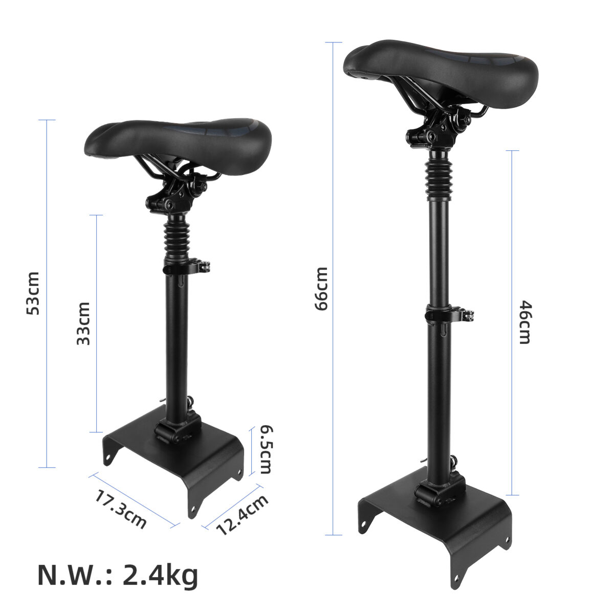 Asiento negro para scooters Segway Ninebot serie F con sillín pequeño - Imagen 2