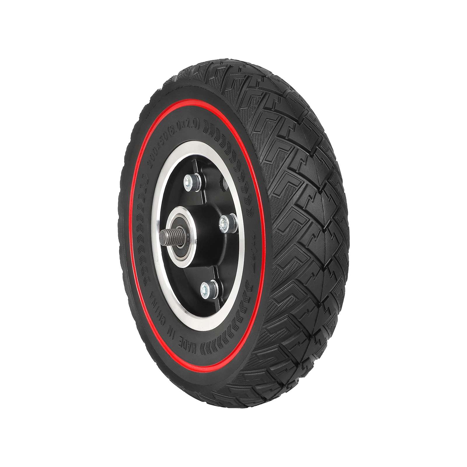 Rueda de freno de tambor de 8 pulgadas 200*50 (con eje) + neumático todoterreno sólido con patrón de ala de línea roja Ulip200*50 (instalado) - Imagen 5