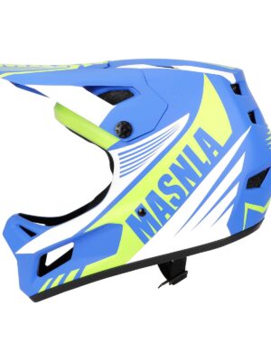 Casco todoterreno blanco, azul y amarillo talla M