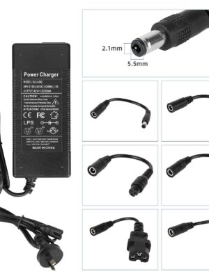 Cargador de 42 V 2 A CC 2,1 con 6 cables adaptadores (enchufe australiano)