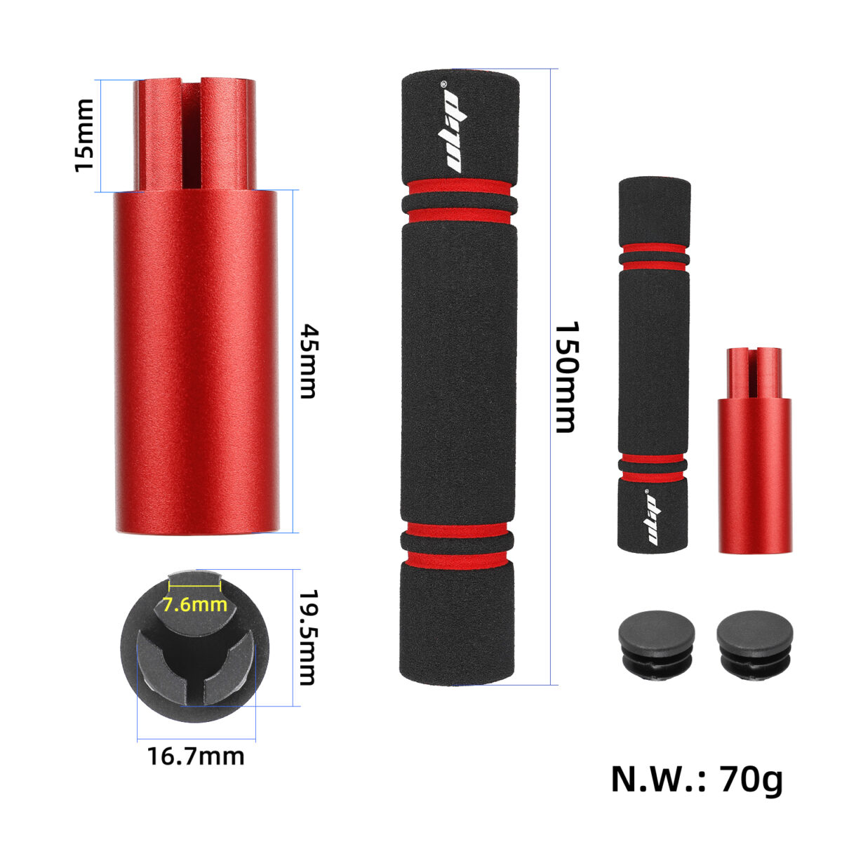 Kit extensor de manillar Ulip rojo sin luz para scooters de las series Xiaomi y Ninebot ES - Imagen 2