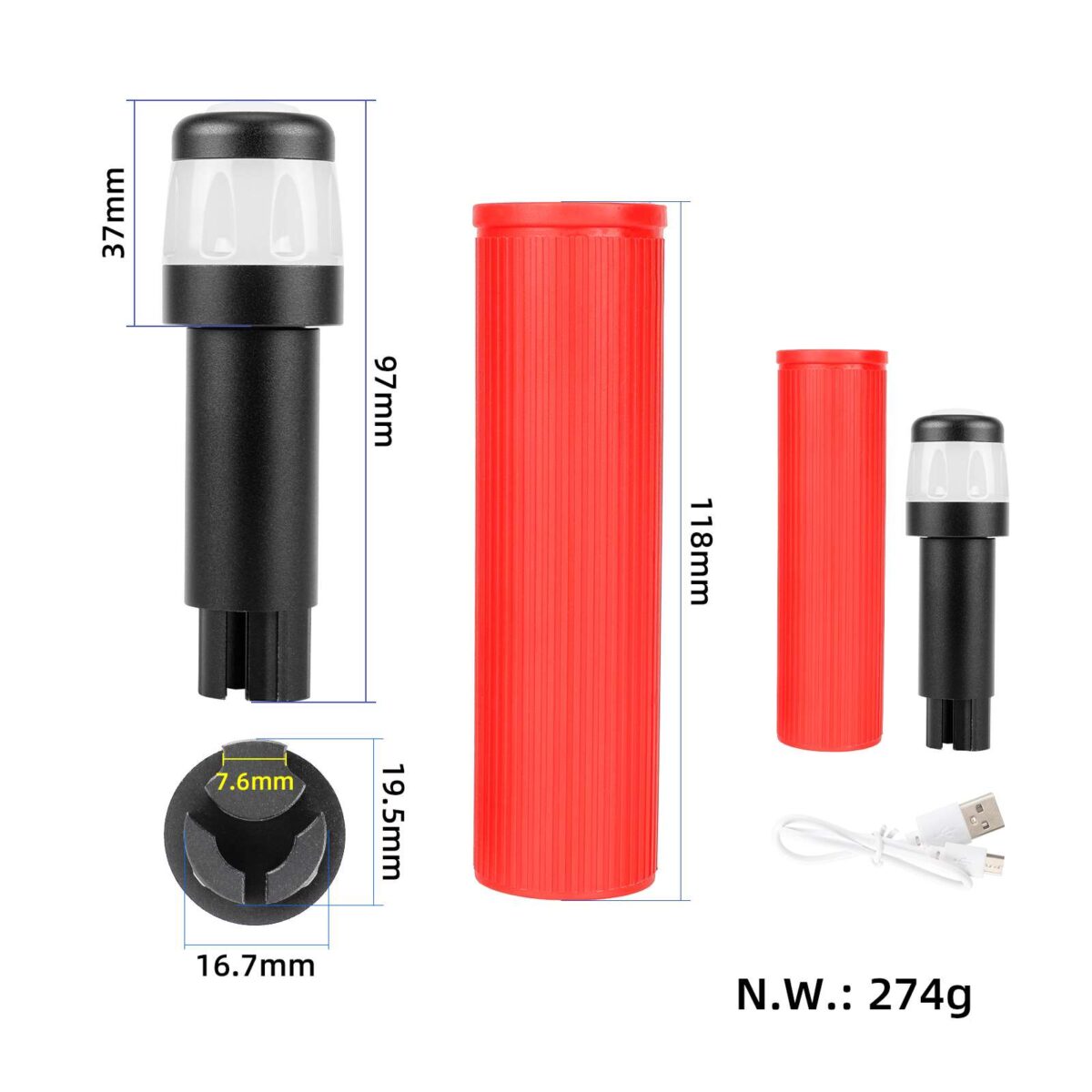 Extensor de agarre de silicona con carga USB Ulip y luz para scooters Max G30 (RBBW) - Imagen 5
