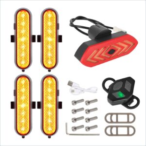 Juego de 4 luces intermitentes recargables amarillas Ulip + 1 juego de luces traseras intermitentes con control remoto para scooters MaxG30D