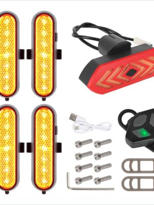 Juego de 4 luces intermitentes recargables amarillas Ulip + 1 juego de luces traseras intermitentes con control remoto para scooters MaxG30D