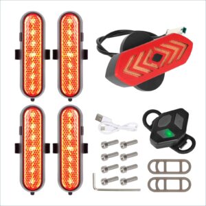 Juego de 4 luces intermitentes recargables rojas Ulip + 1 juego de luces traseras con control remoto para scooters Xiaomi 4Pro
