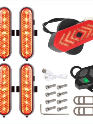 Juego de 4 luces intermitentes recargables rojas Ulip + 1 juego de luces traseras con control remoto para scooters Xiaomi 4Pro