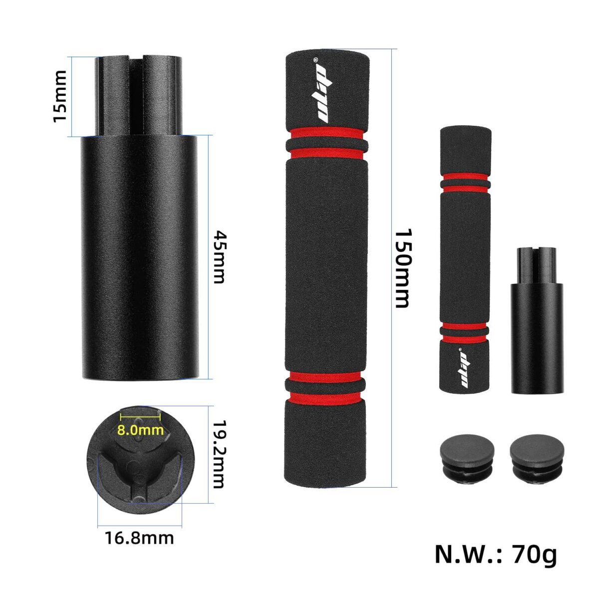 Kit extensor de manillar Ulip negro sin luz para scooters Max G30 - Imagen 2