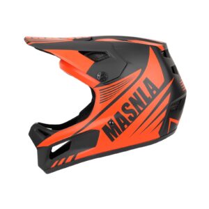 Casco todoterreno negro y naranja talla L