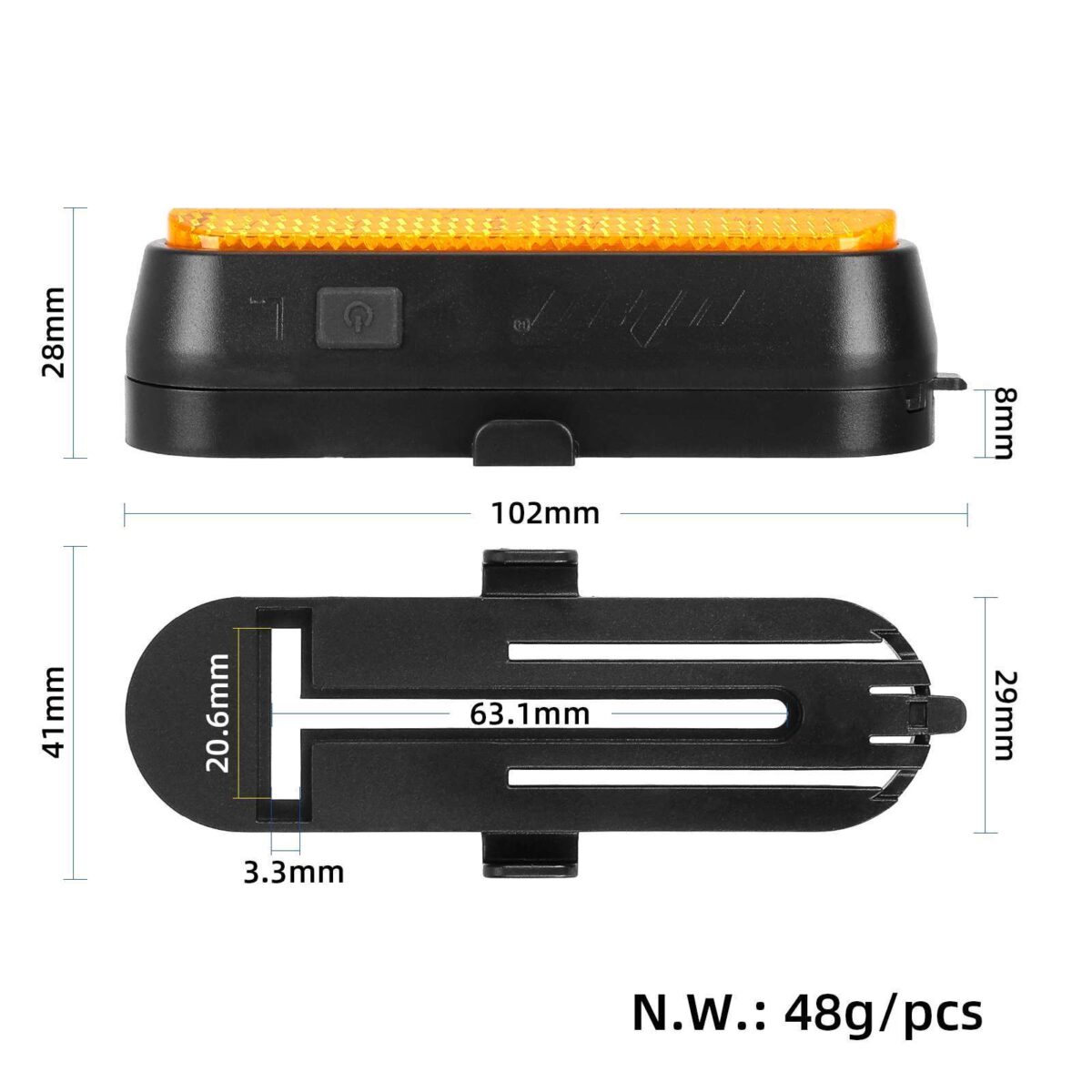 Juego de 2 luces intermitentes recargables amarillas Ulip + 1 luz trasera intermitente con control remoto para scooters Xiaomi M365/1S - Imagen 2