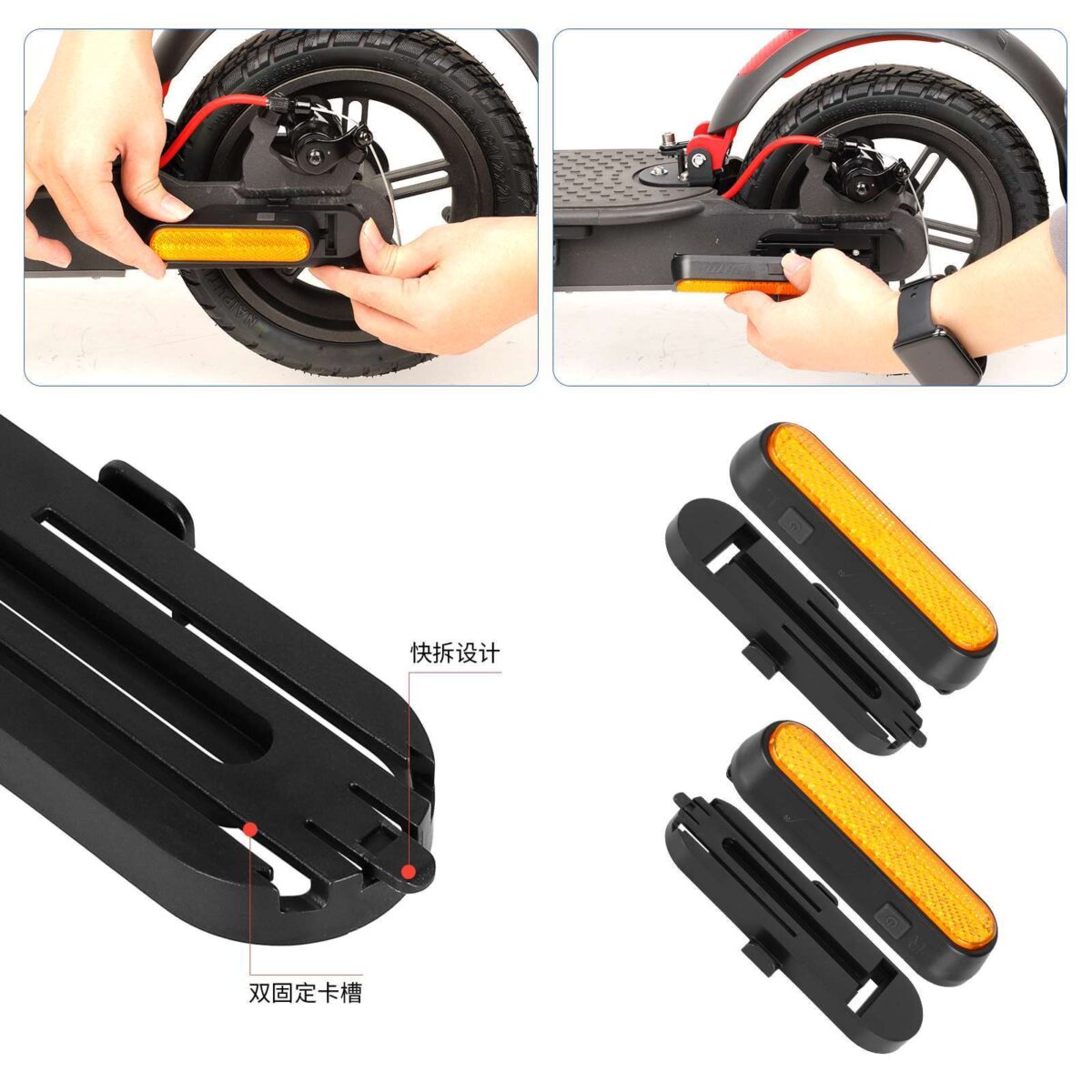 Juego de 2 luces intermitentes recargables amarillas Ulip + 1 luz trasera intermitente con control remoto para scooters Xiaomi 4Pro - Imagen 6