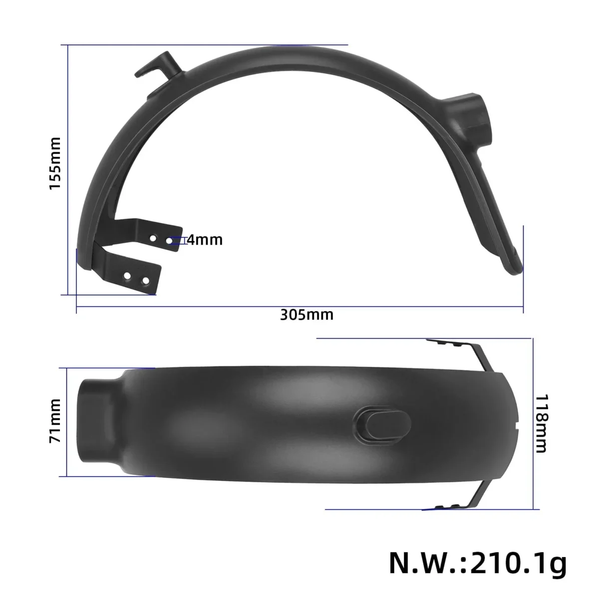 Guardabarros trasero con soporte delantero y gancho para patinete Xiaomi 4 Ultra - Imagen 2