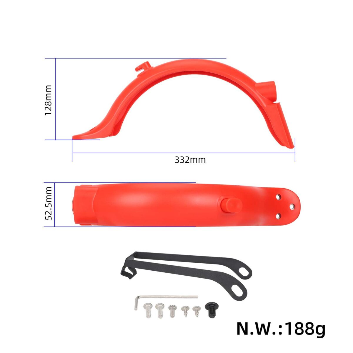 Guardabarros trasero rojo Xiaomi M365 Pro/Pro2 con matrícula integrada (con gancho + soporte metálico pro) - Imagen 2