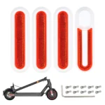 4 piezas de carcasas decorativas blancas de repuesto + barras reflectoras rojas para M365 1S Pro Pro2 y Lite