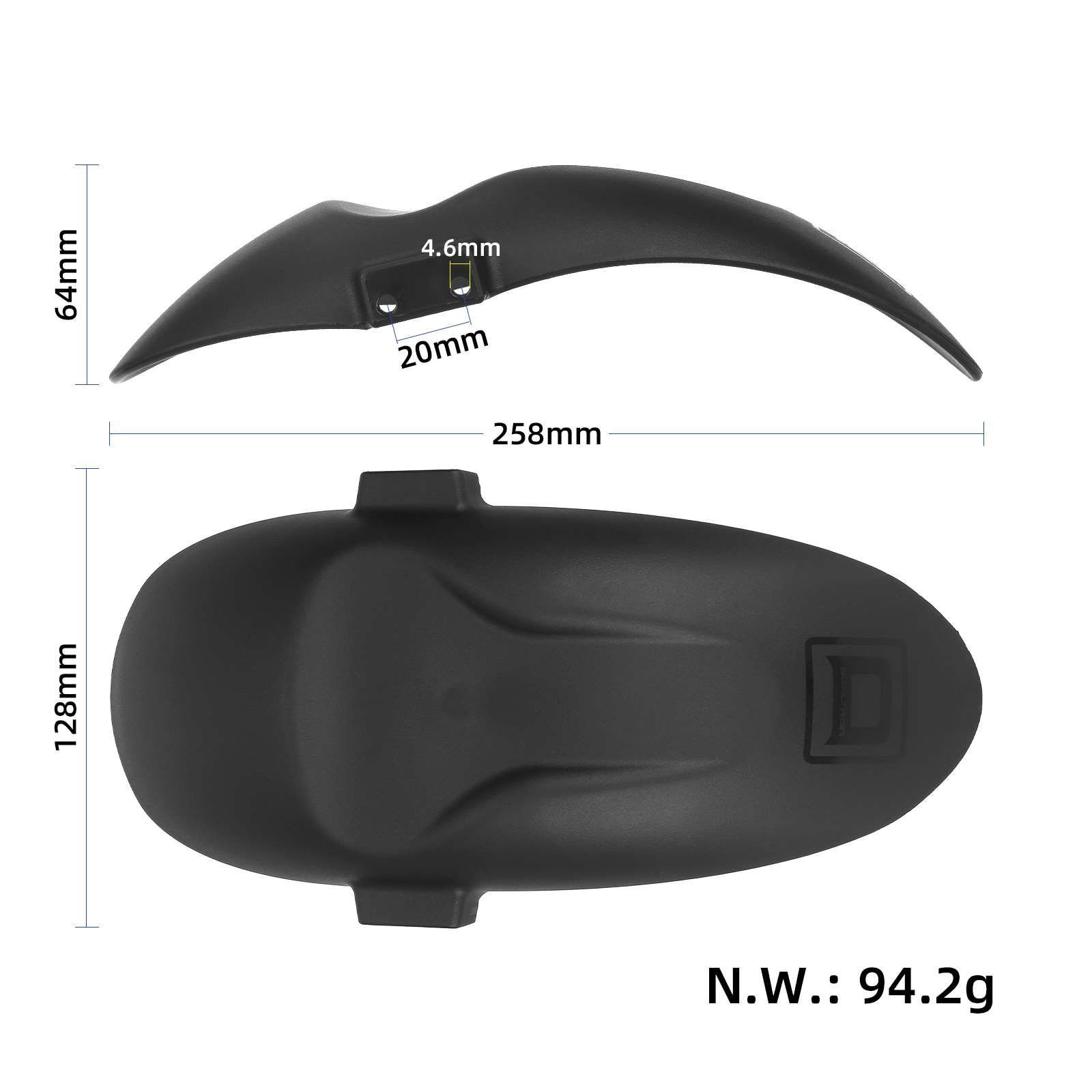 Guardabarros delantero negro para scooter DUALTRON 3/DT3 - Imagen 2