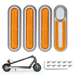 4 piezas de carcasas decorativas plateadas de repuesto + barras reflectoras amarillas para M365 1S Pro Pro2 y Lite