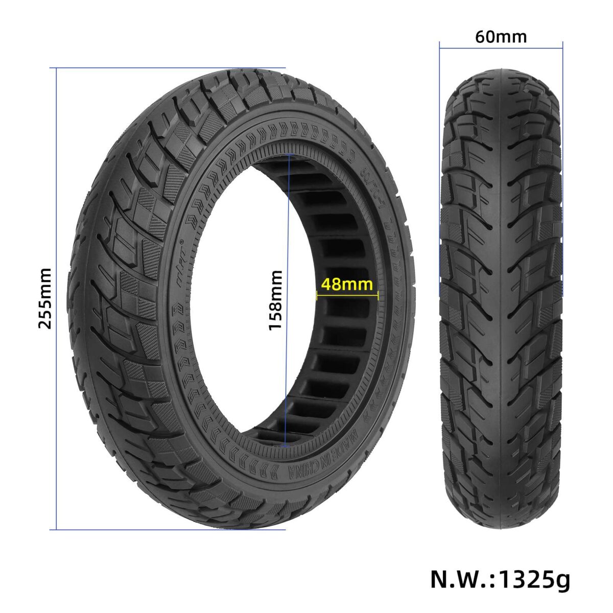 Neumático sólido Ulip negro 60/70-7.0 para patinetes Xiaomi 4 Pro - Imagen 2