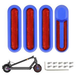 4 piezas de carcasas decorativas azules de repuesto + barras reflectoras rojas para M365 1S Pro Pro2 y Lite