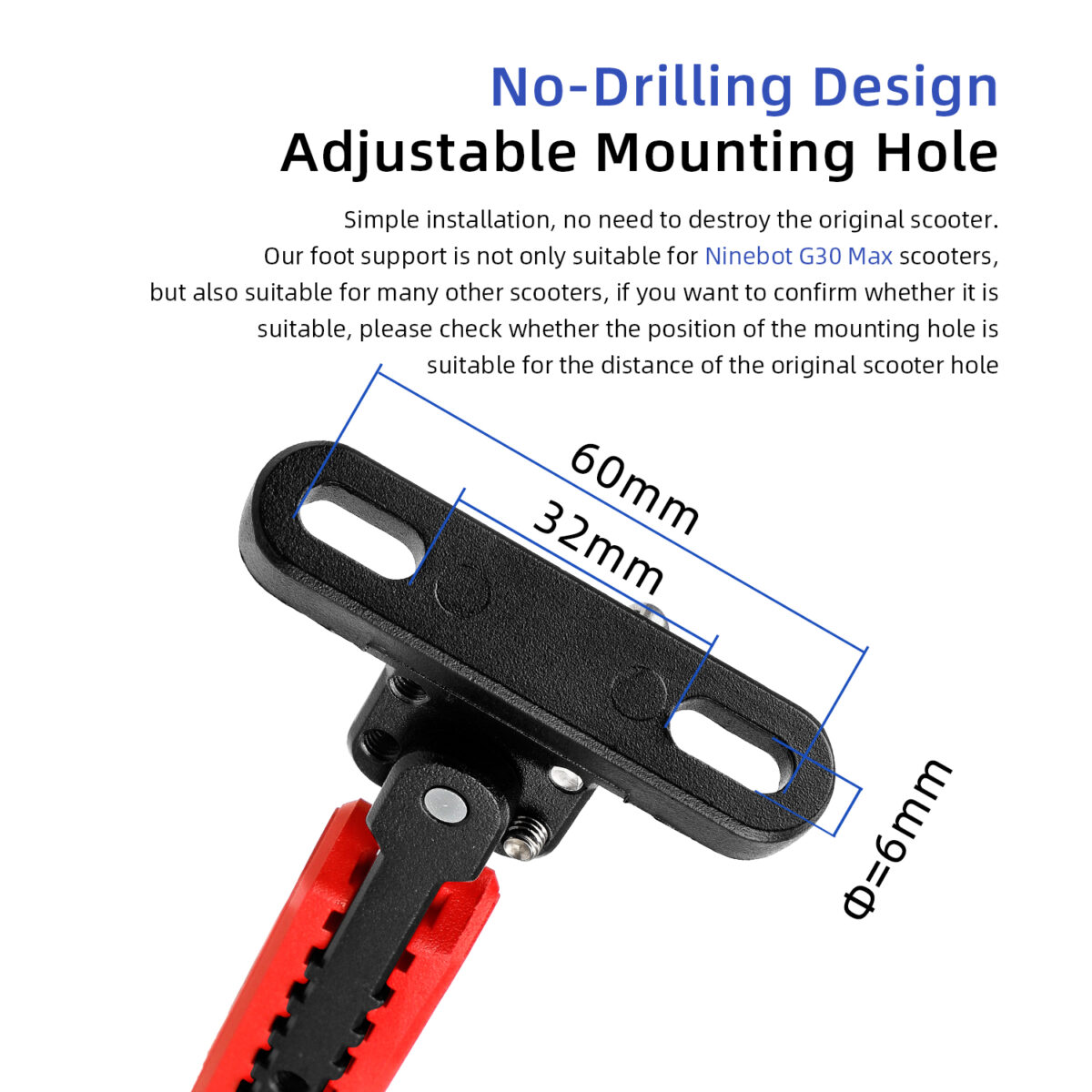Pata de cabra ajustable V2 Negro-Rojo para scooters de serie Max G30 - Imagen 3