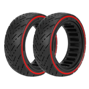 2 neumáticos sólidos LUCK4U 8,5 x 2,5 para carretera urbana con círculo rojo