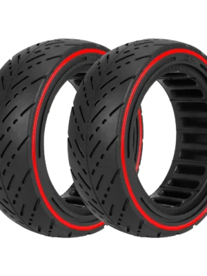 2 neumáticos sólidos LUCK4U 8,5 x 2,5 para carretera urbana con círculo rojo