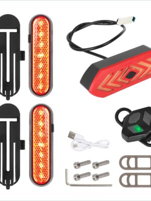 Juego de 2 luces intermitentes recargables rojas Ulip + 1 juego de luces traseras intermitentes con control remoto para scooters G30 MAX
